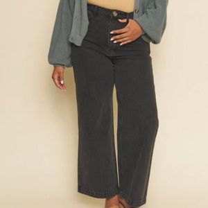 Whimsy + Row Flora Pant in Vintage Black Denim Wide Leg
